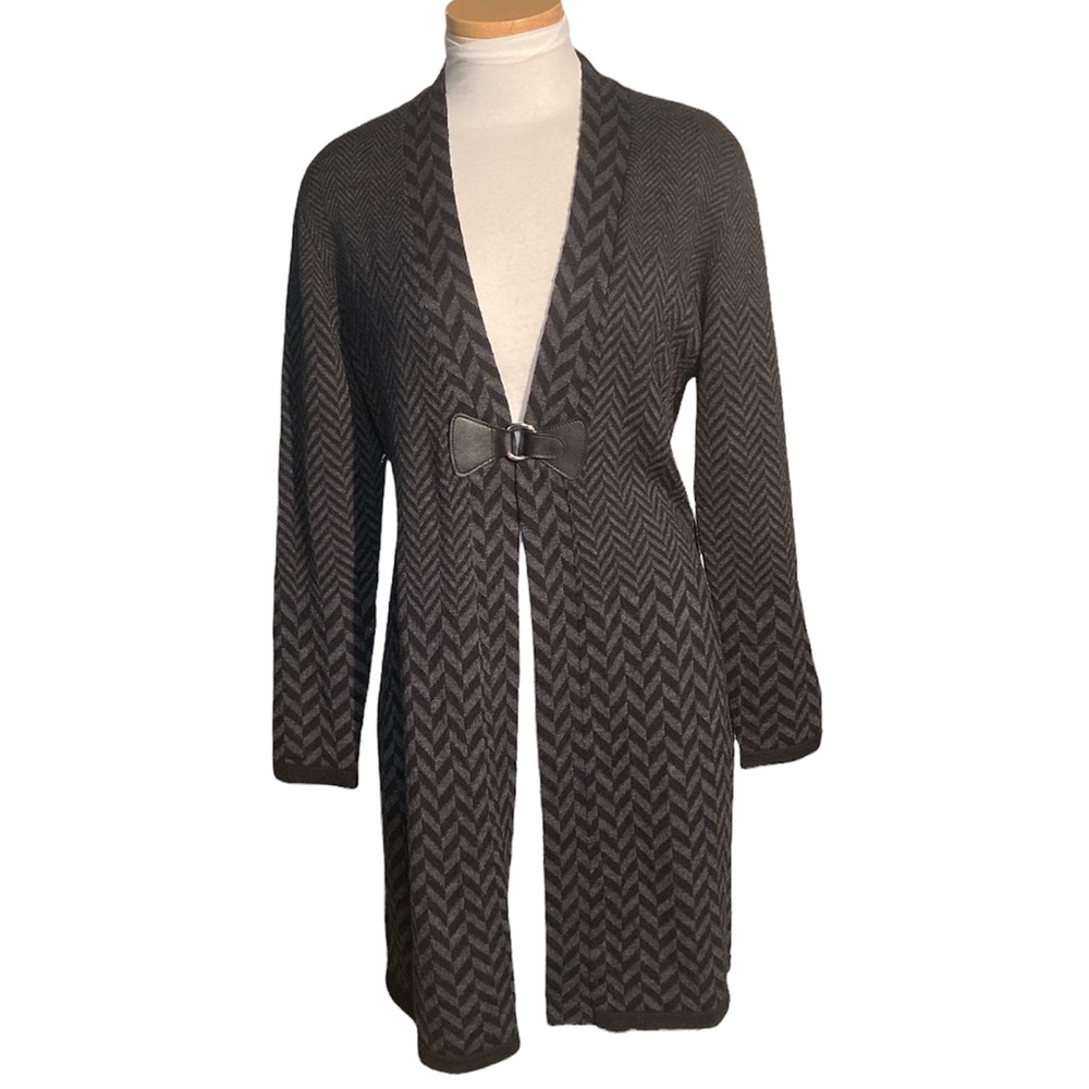 Soft Surroundings Herringbone Open Cardigan with Buckle Detail Size M